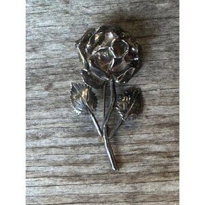 Vintage Sterling Silver Rose Brooch Sterling Silver
